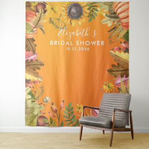 Brautparty Foto Hintergrund Herbst Blätter Pumpkin Wandteppich