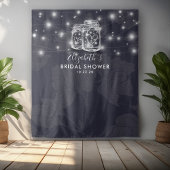 Brautparty Foto Hintergrund Holz Mason Jar Leuchte Wandteppich