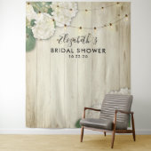 Brautparty Foto Hintergrund Hydrangea Lights Holz Wandteppich (Beispiel)