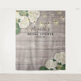 Brautparty Foto Hintergrund Hydrangea Lights Holz Wandteppich