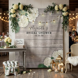 Brautparty Foto Hintergrund Hydrangea Lights Holz Wandteppich