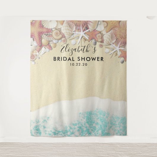 Brautparty Foto Hintergrund Sommer Beach Starfish Wandteppich (Vorderseite)