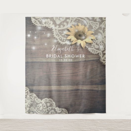 Brautparty Foto Hintergrund Spitzen Sonnenblumen H Wandteppich (Vorderseite)