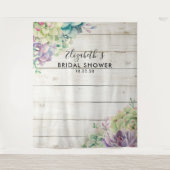 Brautparty Foto Hintergrund Sukkulentes rustikales Wandteppich (Vorderseite)