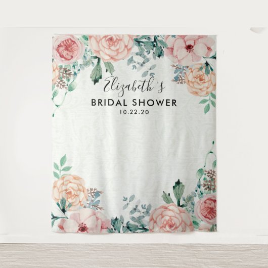 Brautparty Foto Hintergrund Wasserfarben Blume Wandteppich (Vorderseite)