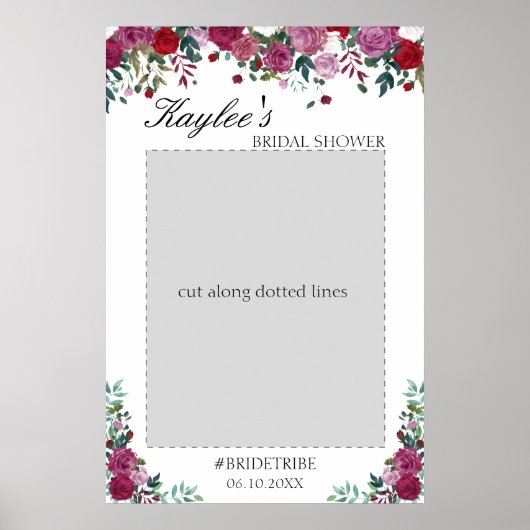 Brautparty Foto Prop | Aquarellblumen-Party Poster (Vorne)
