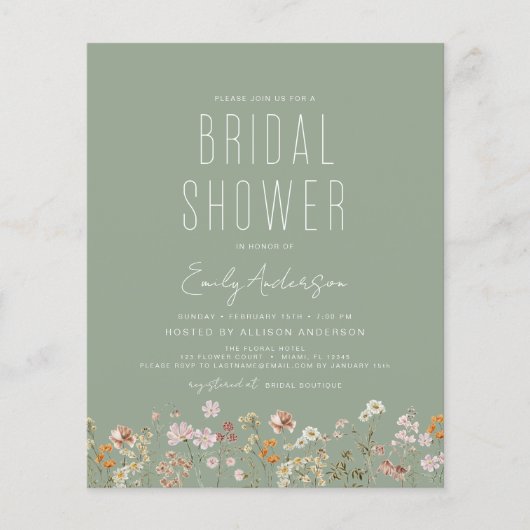 Brautparty-Foto "Sage Green Wildblume" (Vorderseite)