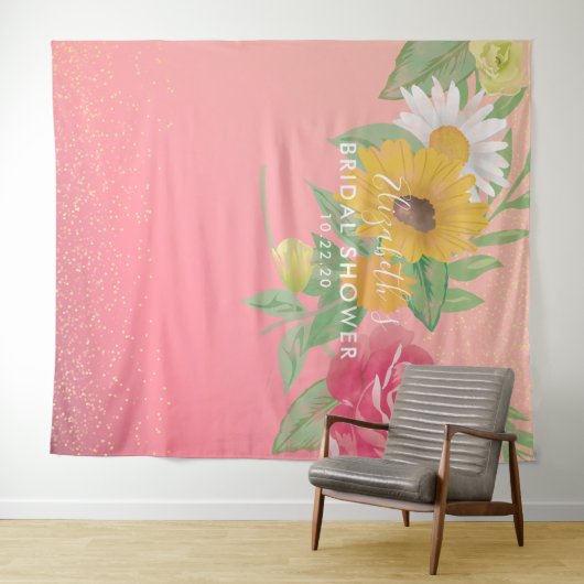 Brautparty Foto Stand Hintergrund Rosa Blume Wandteppich (Beispiel (Horizontal))