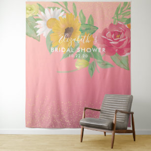 Brautparty Foto Stand Hintergrund Rosa Blume Wandteppich