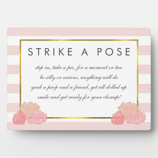 Brautparty-Foto-Stand Schildern Plaque Pink Streif Fotoplatte (Vorderseite)