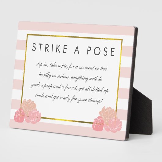 Brautparty-Foto-Stand Schildern Plaque Pink Streif Fotoplatte (Seite)