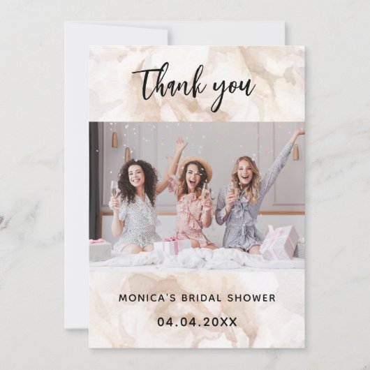 Brautparty Foto weiß Blumen Dankeschön Karte (Vorderseite)