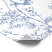 Brautparty Französisch Toile Blue Floral Empfang Poster (Ecke)