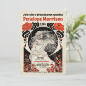 Brautparty "Frauen in weißem Kleid und rote Blume" Einladung (Stehend Vorderseite)