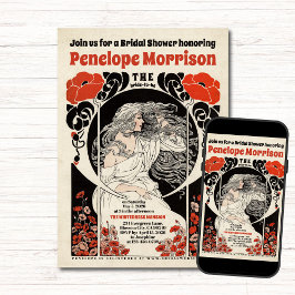 Brautparty "Frauen in weißem Kleid und rote Blume" Einladung