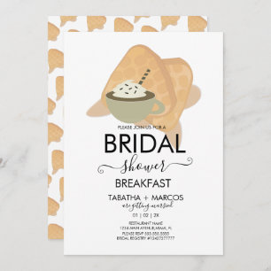 Brautparty Frühstück Waffeln Brunch Kaffee Einladung