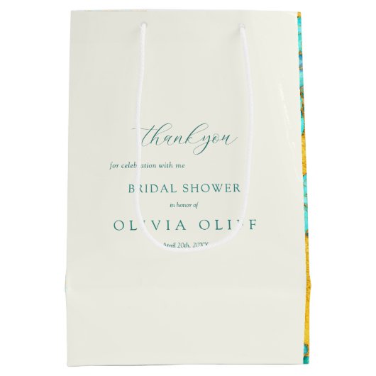 Brautparty für aquamarine Blume Mittlere Geschenktüte (Rückseite)