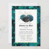 Brautparty für aquamarine, schwarze und goldene Fl Einladung (Vorderseite)