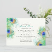 Brautparty für aquamarine Wasserfarbenfedern Einladung (Stehend Vorderseite)