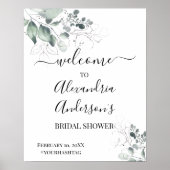 Brautparty für Aquarell-Rose Begrüßungszeichen Poster (Vorne)