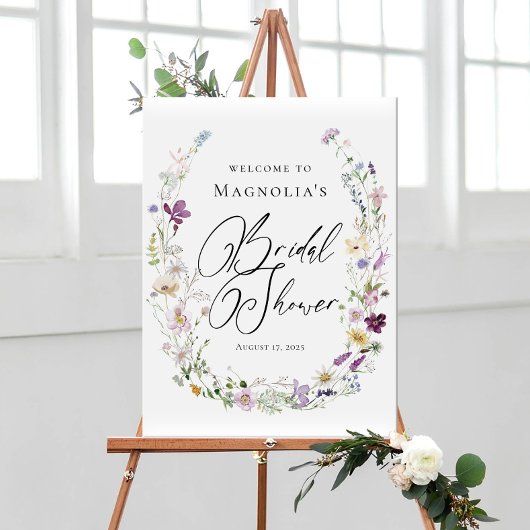 Brautparty für Aquarell-Wildblumen Begrüßungszeich Poster