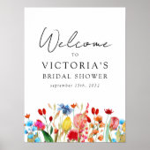 Brautparty für Aquarell-Wildblumen Begrüßungszeich Poster (Vorne)