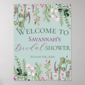 Brautparty für Aquarell-Wildblumen Begrüßungszeich Poster (Vorne)