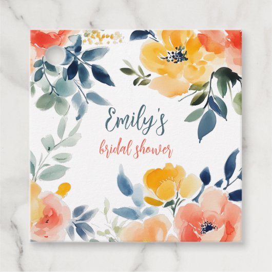 Brautparty für Aquarellblumen Geschenkanhänger (Vorderseite)