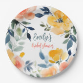 Brautparty für Aquarellblumen Pappteller (Vorderseite)