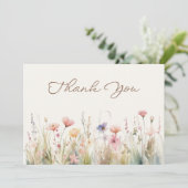 Brautparty für Aquarelle-Wildblumen Dankeskarte (Stehend Vorderseite)