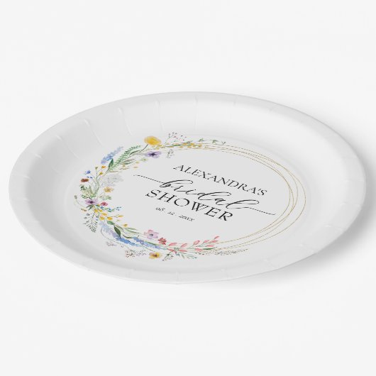 Brautparty für Aquarellfarben Pappteller (Schrägansicht)