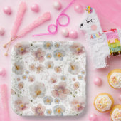 Brautparty für Aquarellfarben Rosa und Blaue Wildb Pappteller (Party)