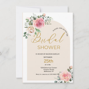 Brautparty für Aquarellfarben und Rose Einladung