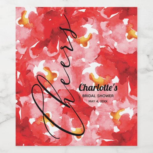 Brautparty für Aquarellfarben Weinetikett (Einzelnes Label)