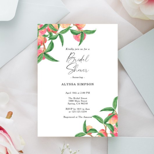 Brautparty für Aquarellpfirsiche Einladung