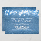 Brautparty für blaue Glitzer- und Zeichenketten Einladung (Vorne/Hinten)