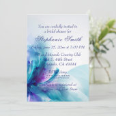 Brautparty für blaue und Lila Abstrakte Blume Einladung (Stehend Vorderseite)