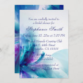 Brautparty für blaue und Lila Abstrakte Blume Einladung (Vorne/Hinten)