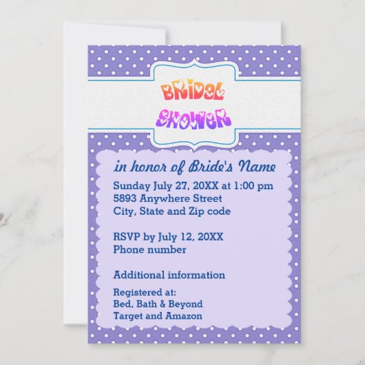 Brautparty für blaue und weiße Polka-Doten Herztex Einladung (Vorderseite)