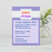 Brautparty für blaue und weiße Polka-Doten Herztex Einladung (Stehend Vorderseite)