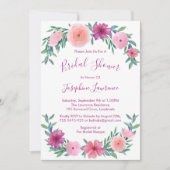 Brautparty für Blume in Rosa Einladung (Vorderseite)
