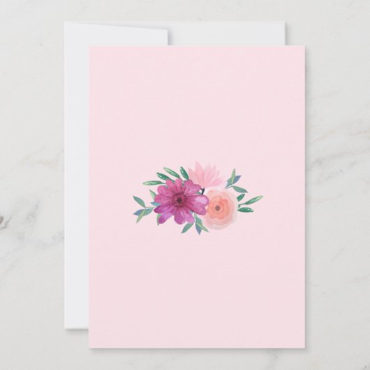 Brautparty für Blume in Rosa Einladung (Rückseite)