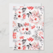 Brautparty für Blume in Rot und Grau Einladung (Rückseite)
