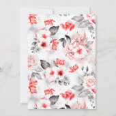 Brautparty für Blume in Rot und Grau Einladung (Rückseite)
