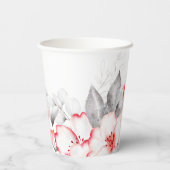 Brautparty für Blume in Rot und Grau Pappbecher (Rückseite)