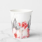 Brautparty für Blume in Rot und Grau Pappbecher (Rechts)