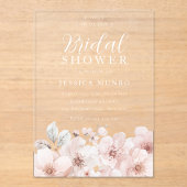 Brautparty für Blume in weichrosa Farbe Acryleinladungen (Vorderseite)
