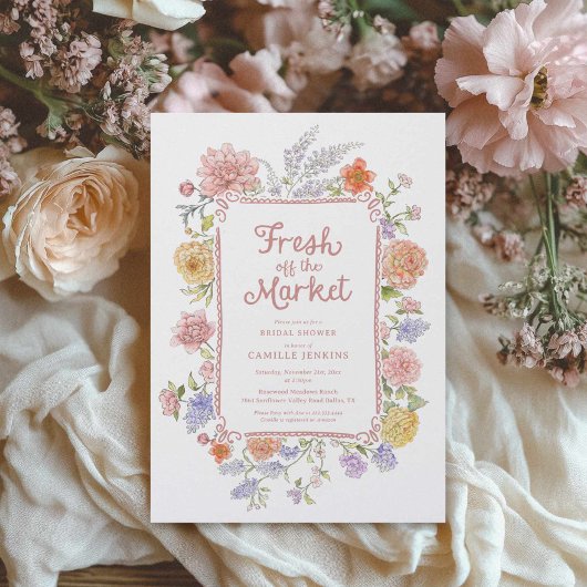 Brautparty für Blumen auf dem Markt Einladung
