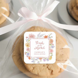 Brautparty für Blumen auf dem Markt Quadratischer Aufkleber