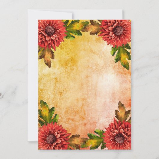 Brautparty für Blumenflora im Herbst Einladung (Rückseite)